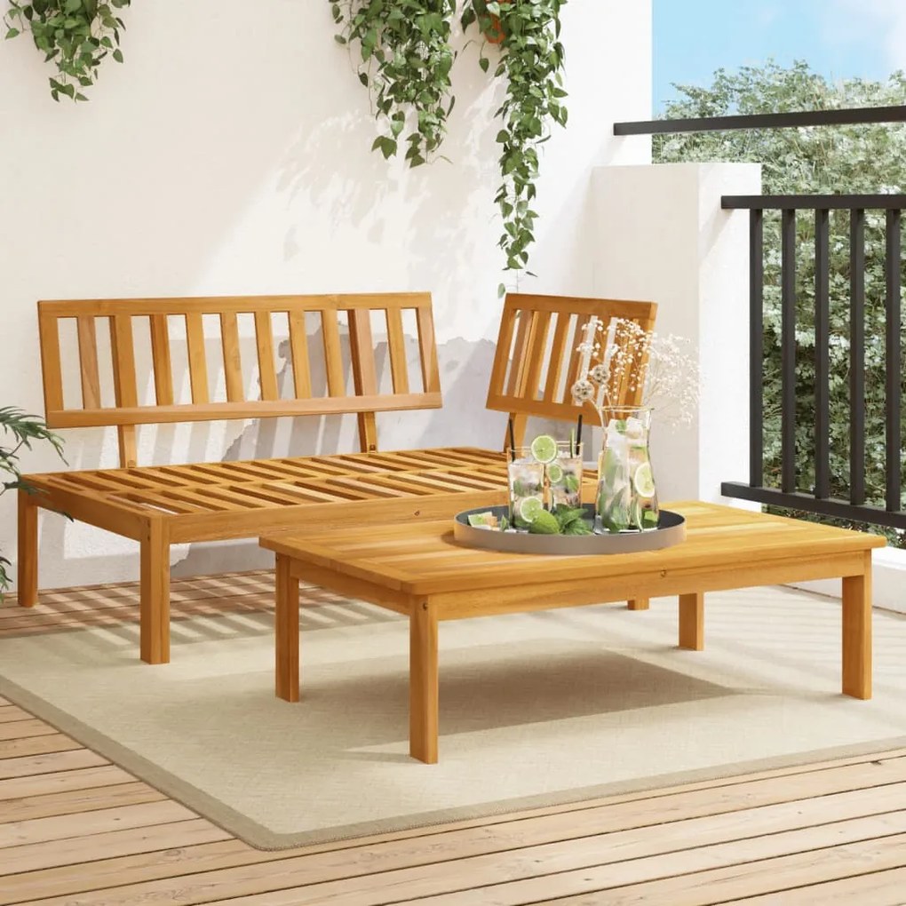 vidaXL Conj. sofás de paletes 2 pcs p/ jardim madeira de acácia maciça