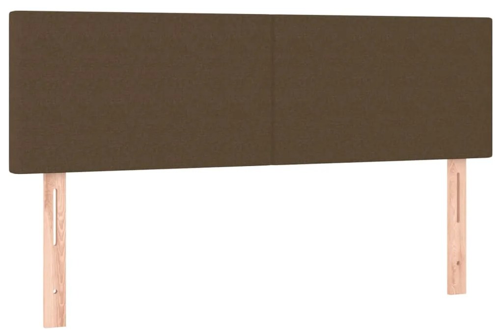 Cama box spring c/ colchão/LED 140x200cm tecido castanho-escuro