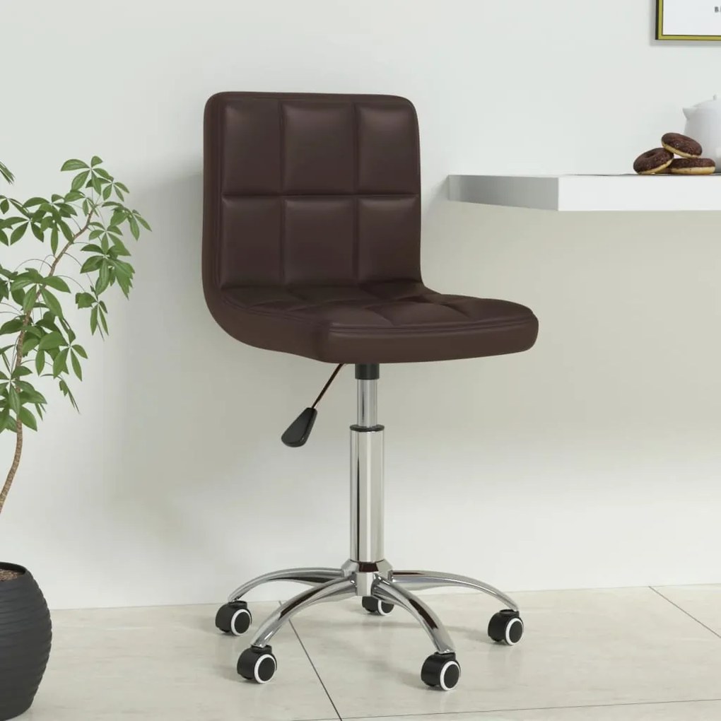 vidaXL Cadeira de escritório giratória couro artificial castanho