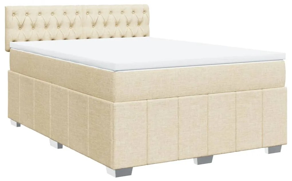 Cama com molas/colchão 140x200 cm tecido cor creme