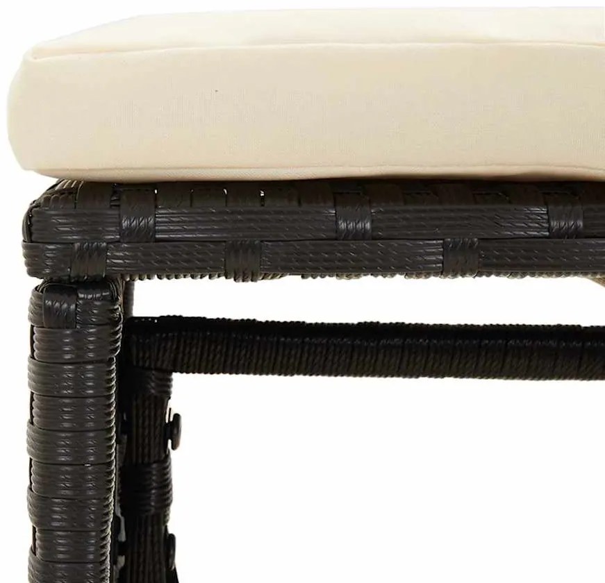 6 pcs conjunto lounge de jardim c/ almofadões vime PE preto