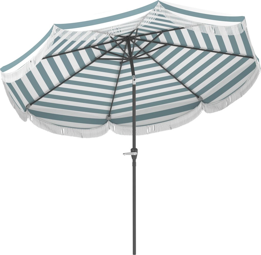 Outsunny Guarda-Sol 2,7 m Inclinável Upf 30+ Manivela 8 Varetas Azul e Branco | Aosom Portugal