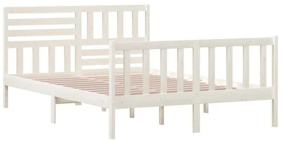 Estrutura de cama 140x200 cm madeira maciça branco