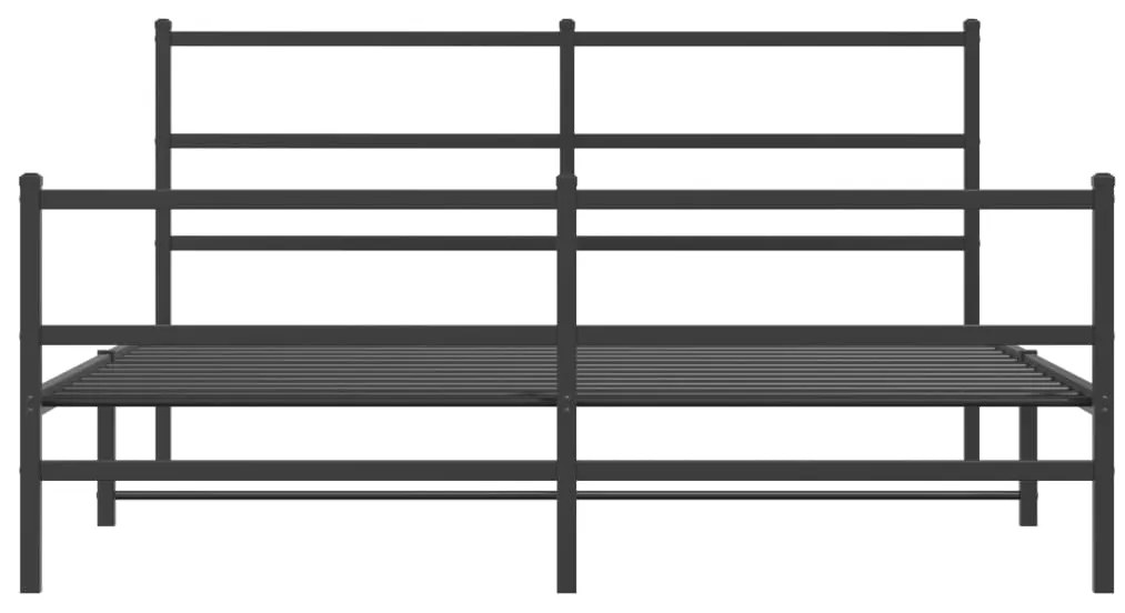 Estrutura de cama com cabeceira e pés 150x200 cm metal preto