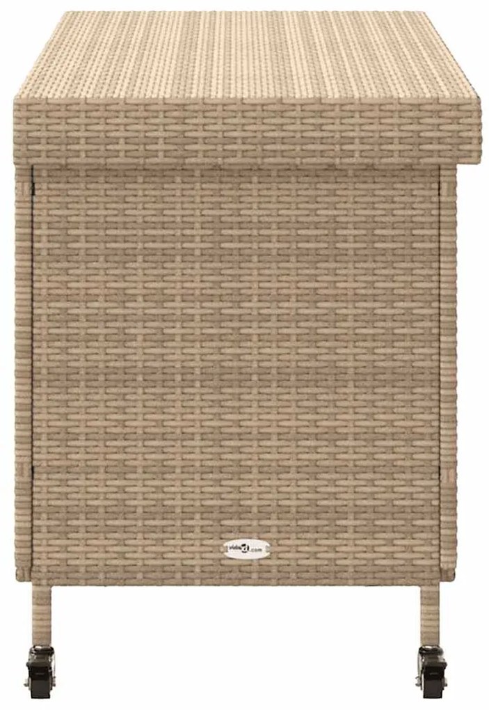 Caixa de arrumação com rodas 110x55x73cm vime PE bege misturado