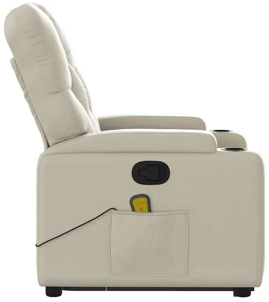 Poltrona reclinável de massagens couro artificial cor creme