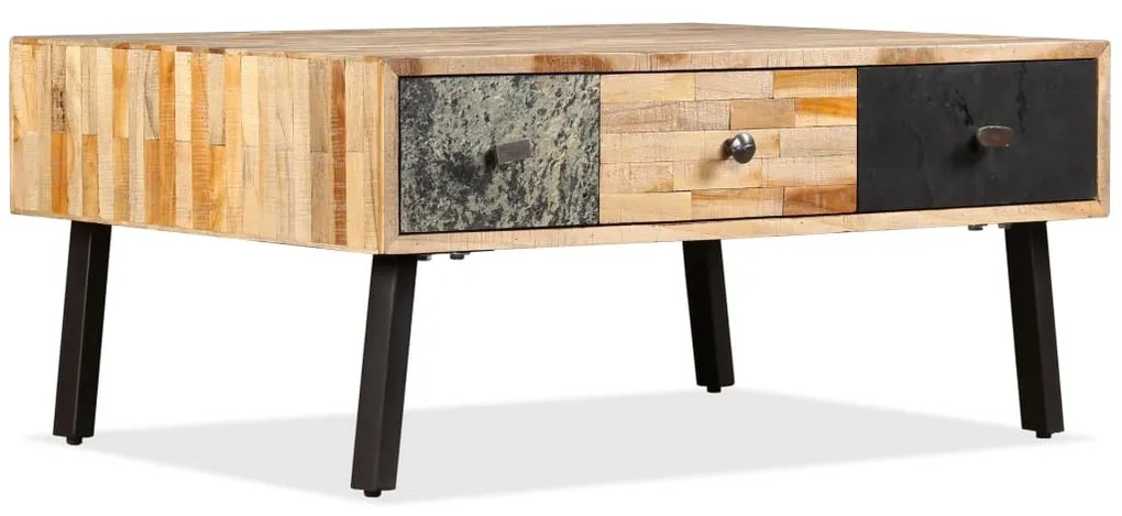 Mesa de centro teca maciça reciclada 90x65x40 cm