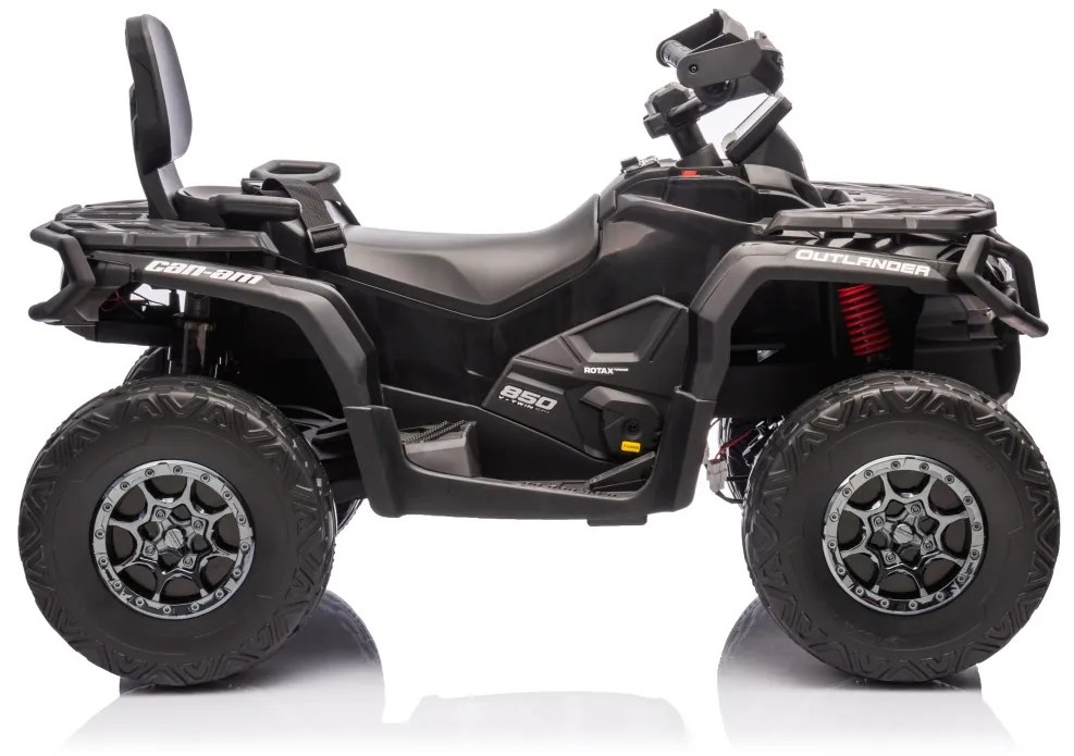 Moto 4 elétrica para crianças 3 a 7 anos* 24V Can Am Outlander 4×4 200W rodas Espuma EVA, assento couro Carga até 50Kg Preta