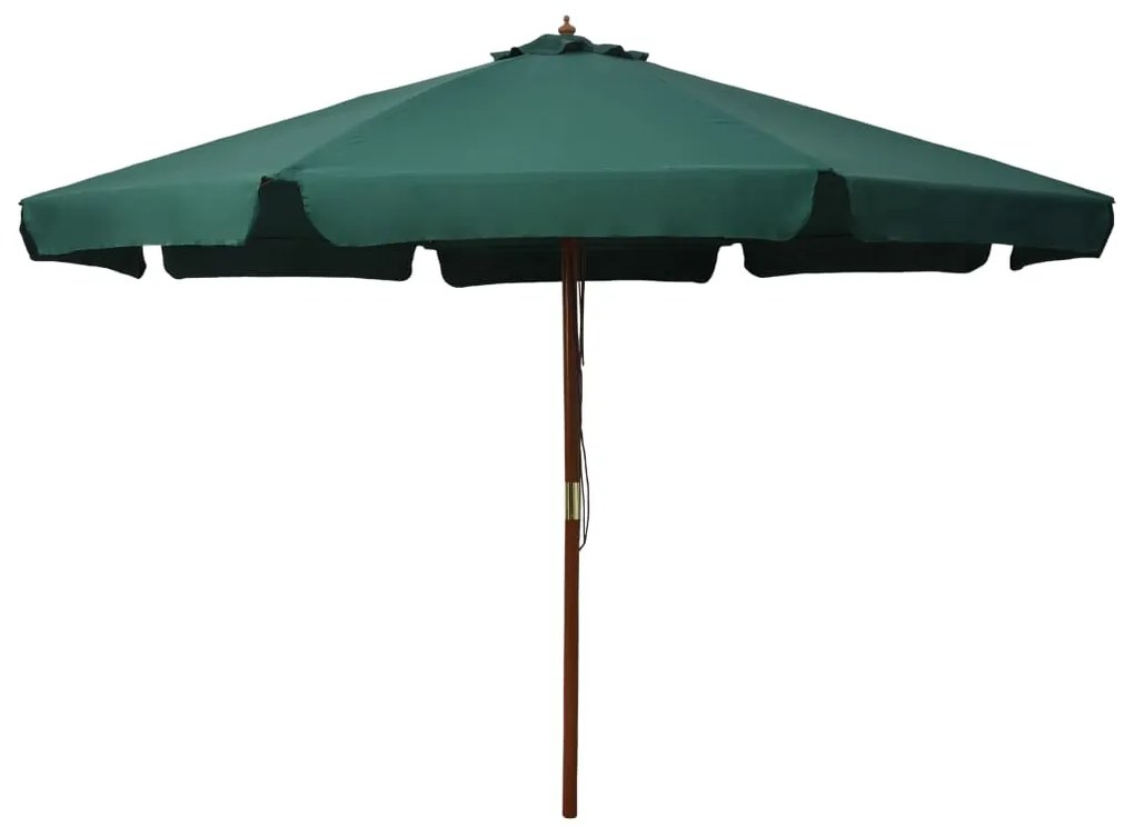 47213 vidaXL Guarda-sol de exterior com poste em madeira 330 cm verde
