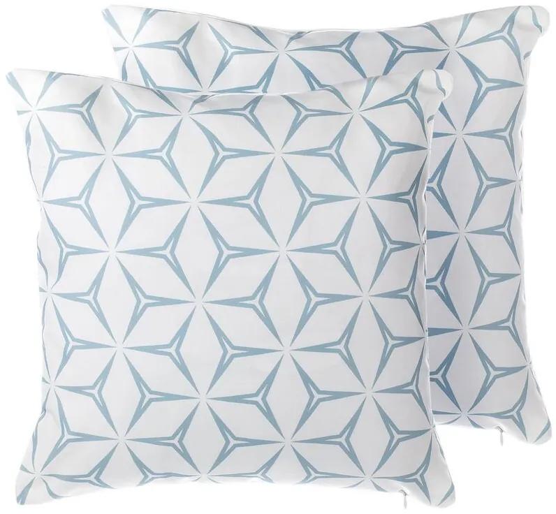 Conjunto de 2 almofadas decorativas padrão geométrico azul claro 45 x 45 cm WEIGELA Beliani