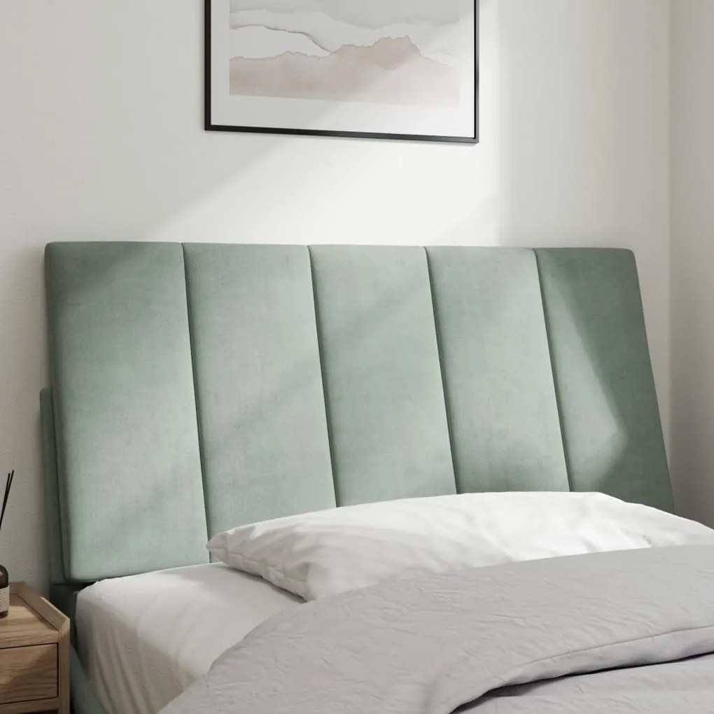 Almofadão de cabeceira 100 cm veludo cinzento-claro