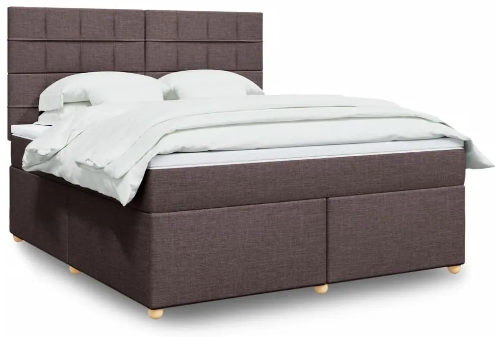 vidaXL Cama com molas/colchão 180x200 cm tecido castanho-escuro