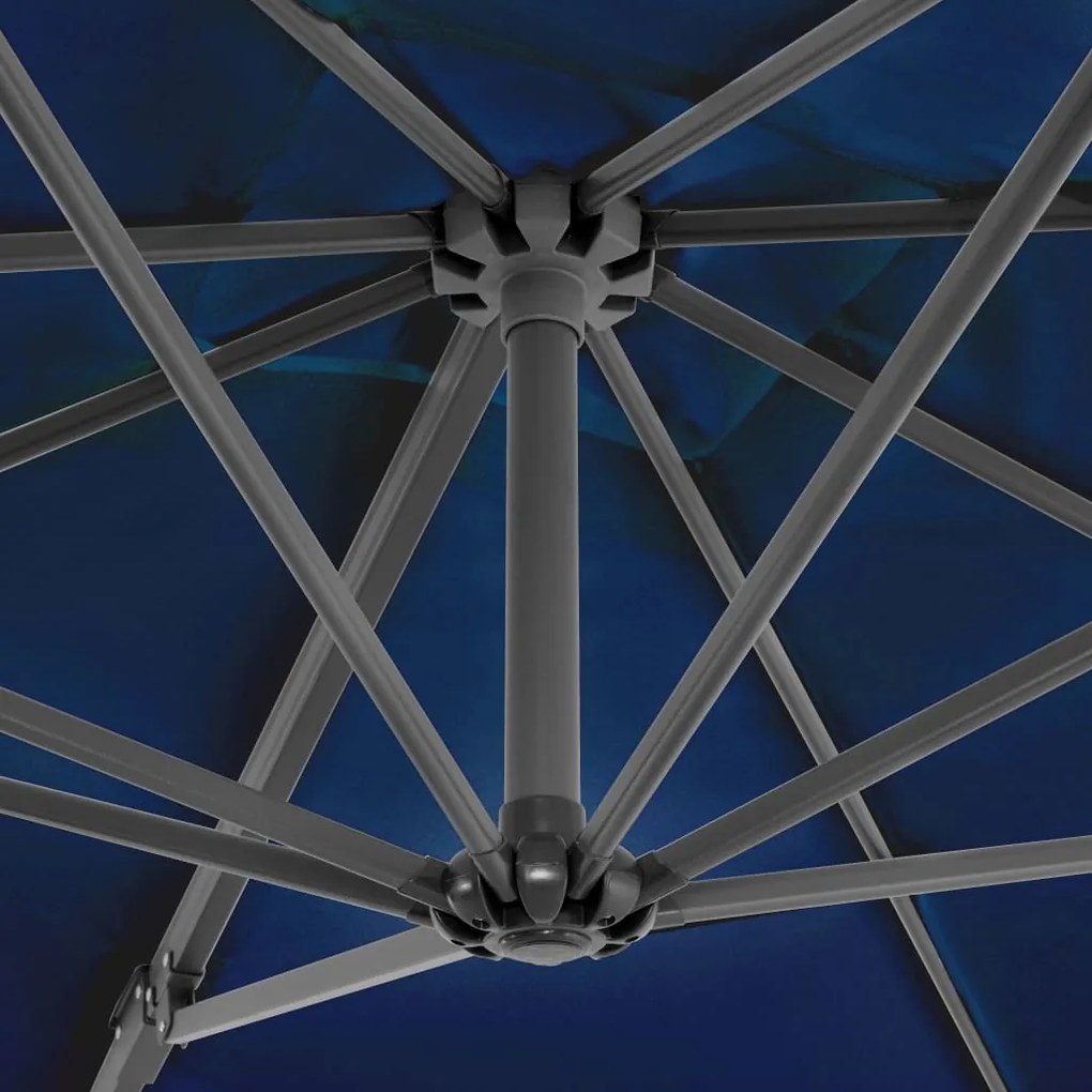 Guarda-sol cantilever com poste alumínio 250x250 cm azul ciano