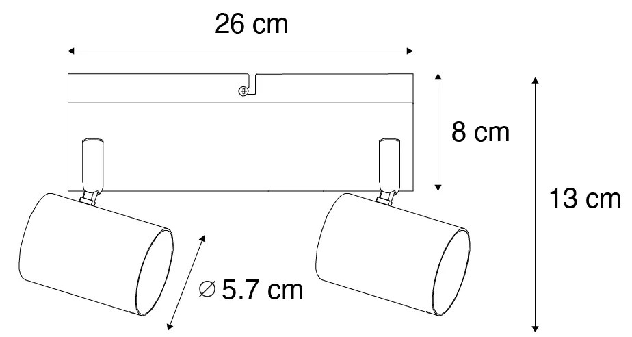 Candeeiro de teto moderno bronze 2 luzes ajustável retangular - Jeana