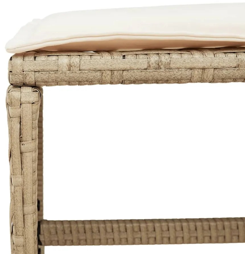 9 pcs conjunto de jantar p/ jardim com almofadões vime PE bege