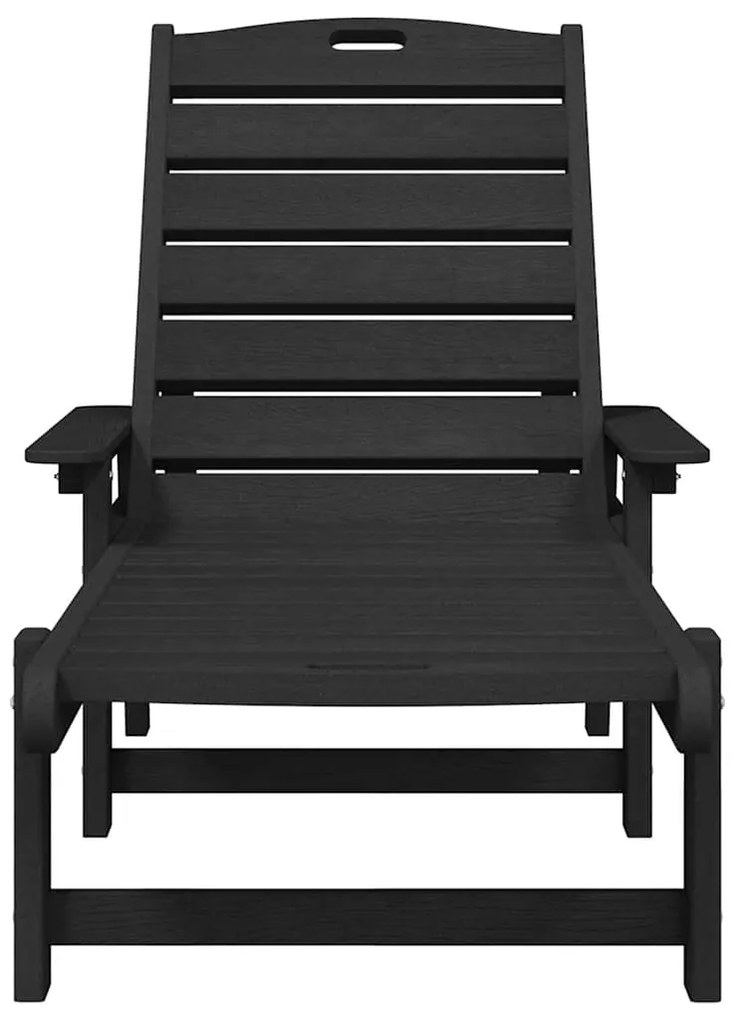 Cadeira de Sol Preta 53x162x98.5 cm HDPE