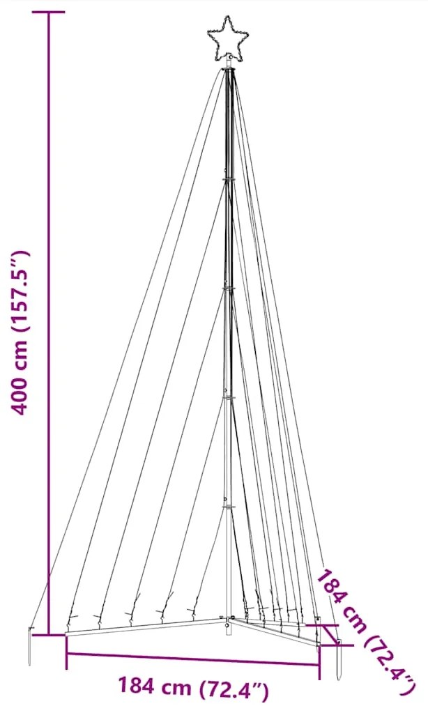 LED Árvore de Natal 570 LEDs Azul 399 cm