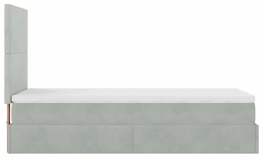 Estrutura cama otomana colchões 90x200 cm veludo cinzento claro