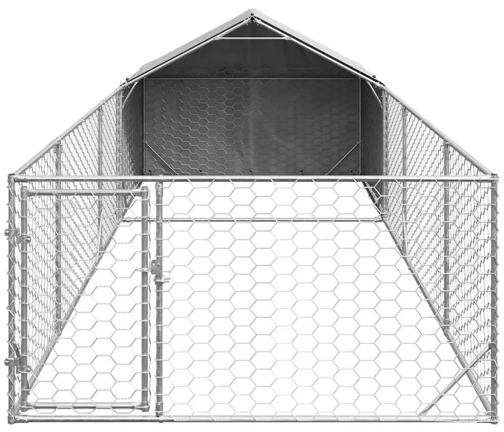 Canil exterior para cães com corredor 6x2x1,5 m aço galvanizado