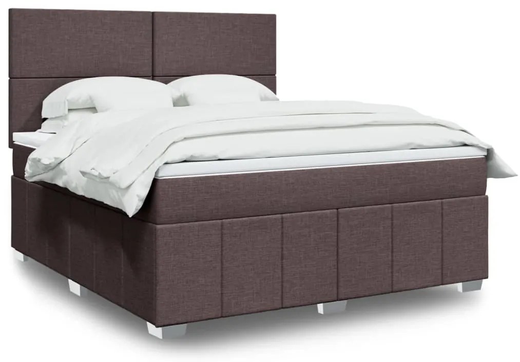 vidaXL Cama com molas/colchão 180x200 cm tecido castanho-escuro