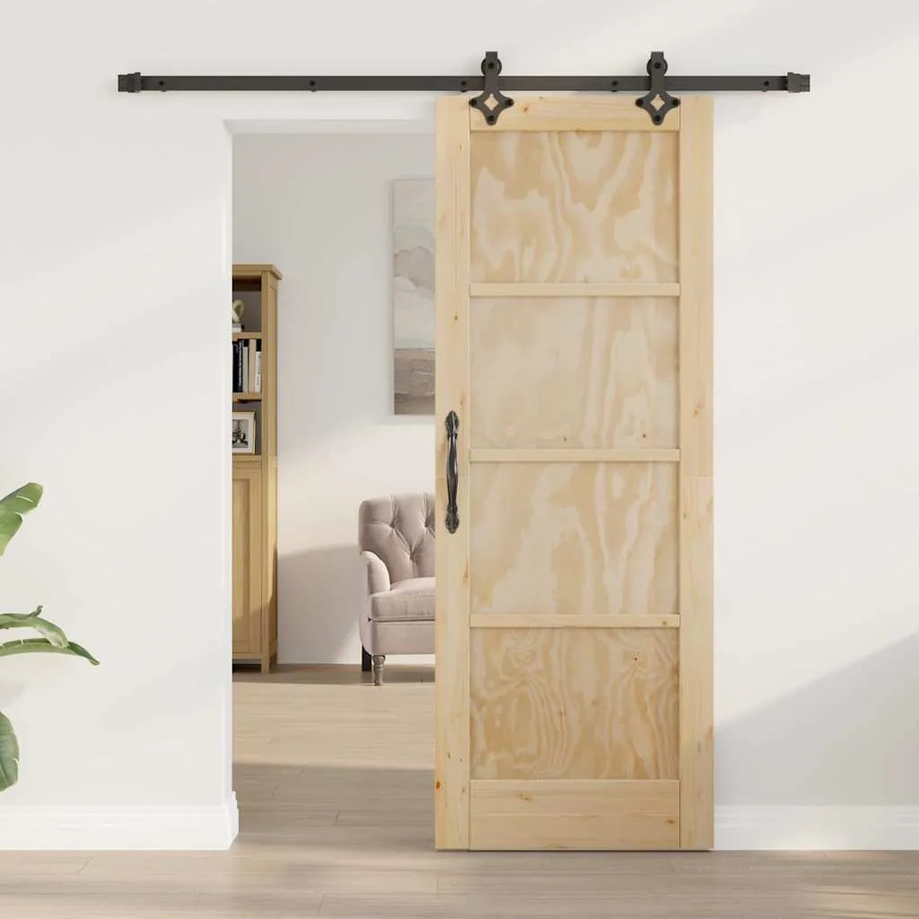 Porta Deslizante vidaXL com Conjunto de Hardware 73.5x198.5 cm Madeira