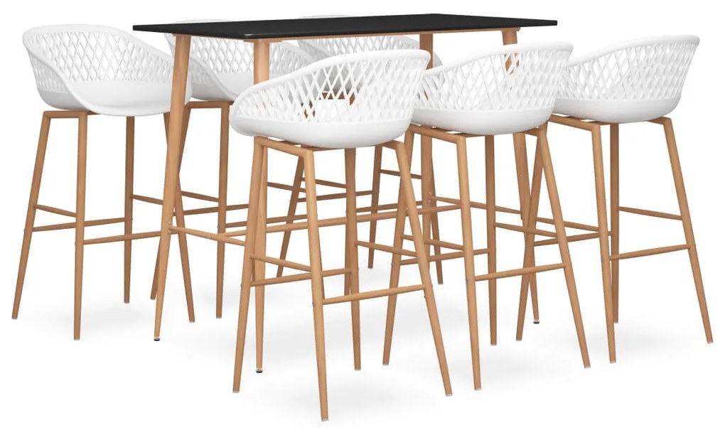 vidaXL 7 pcs conjunto de bar preto e branco