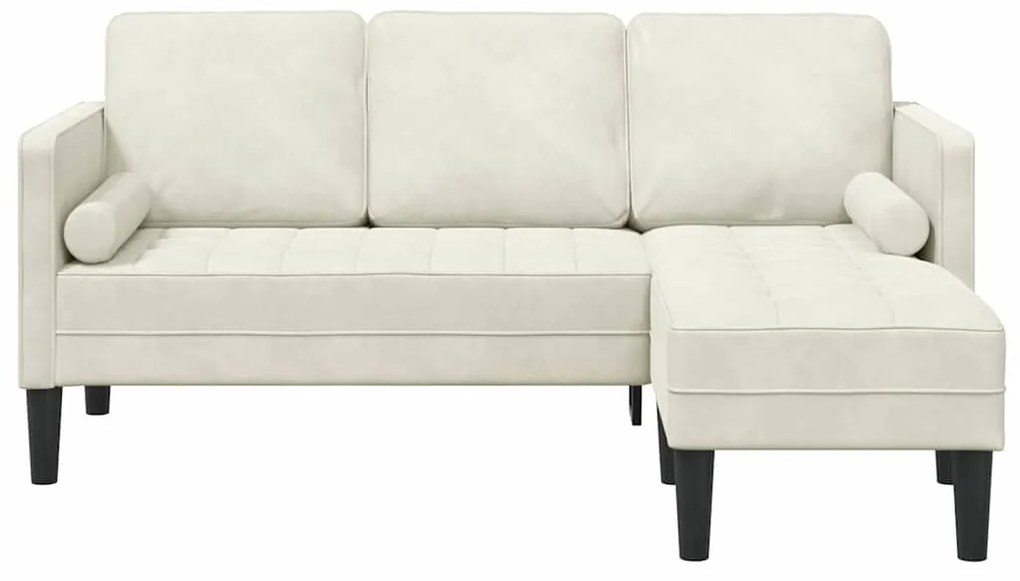 Sofá em L Creme 173x131x67 cm Veludo