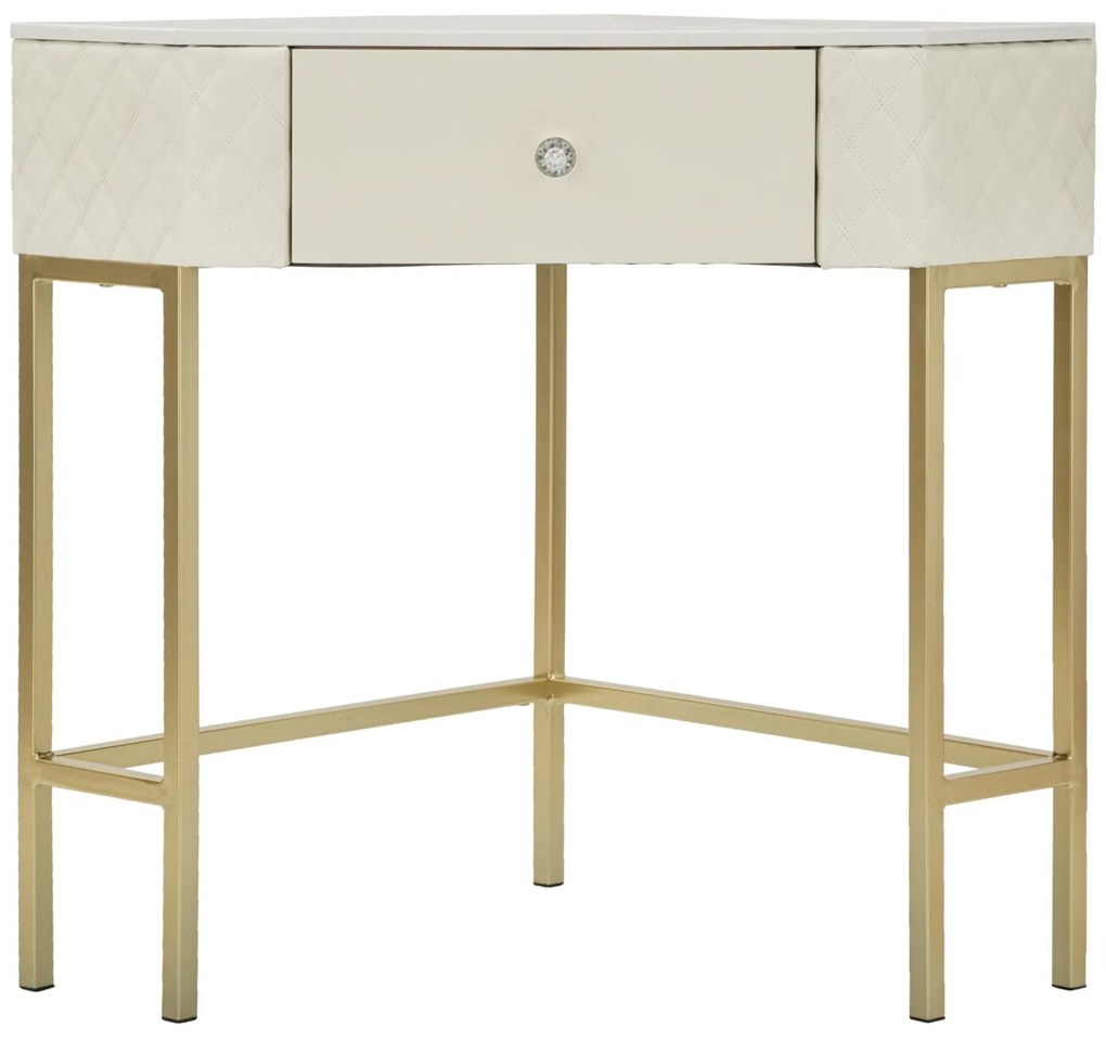 MESA CONSOLA SHARON 84,5X60X77 CM BRANCA E DOURADA