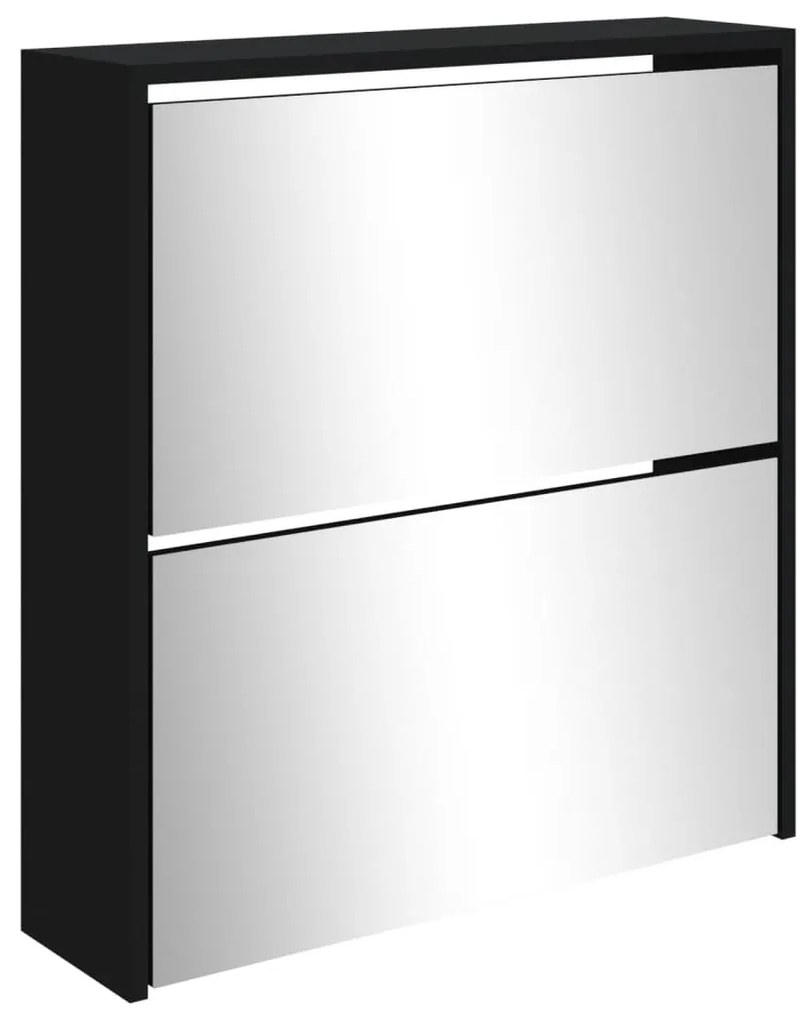 Sapateira com espelho de 2 divisórias 63x17x67cm preto