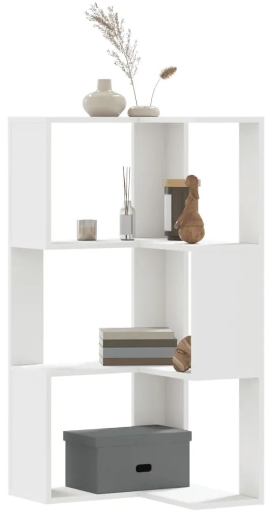 Estante canto 3 prateleiras 50x50x102 cm deriv. madeira branco