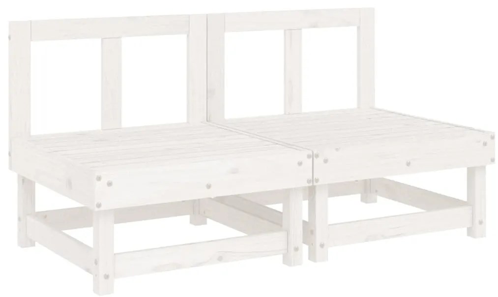 Sofás de centro com almofadões 2 pcs pinho maciço branco