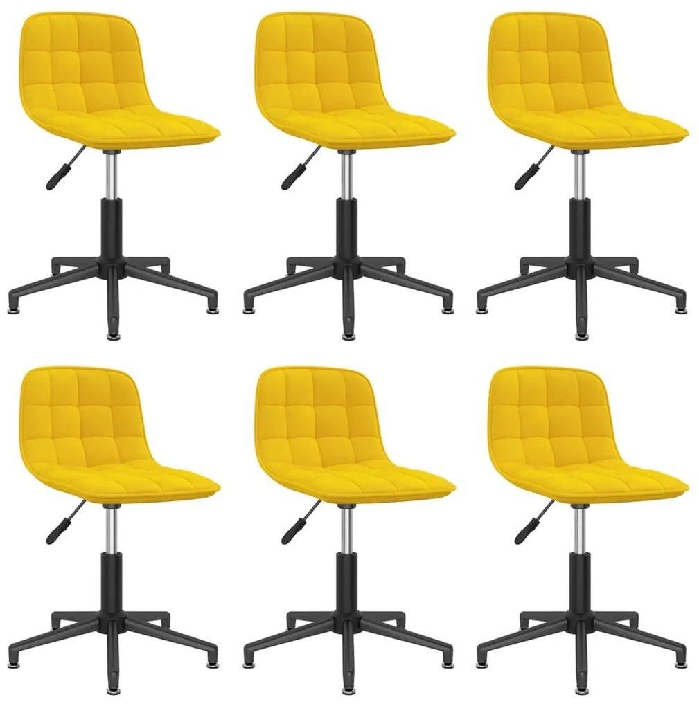 vidaXL Cadeiras de jantar giratórias 6 pcs veludo amarelo