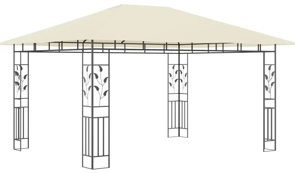 Gazebo c/ mosquiteiro e cordões luzes LED 4x3x2,73m creme