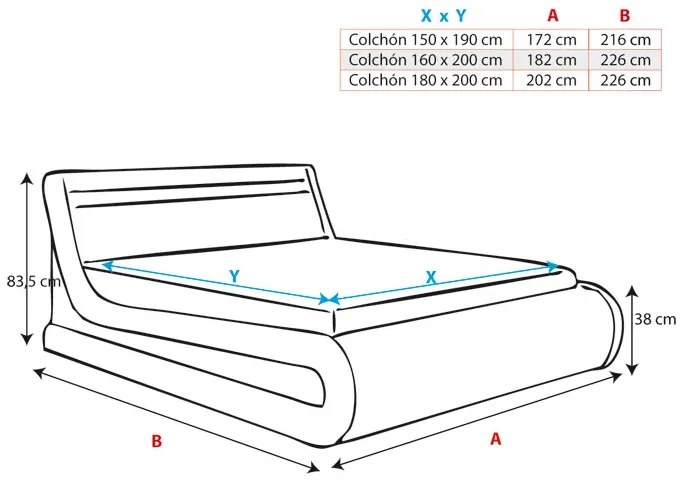 Cama Hidráulica com Arrumação "Riana" - 160x200 cm - Preto - Polipele