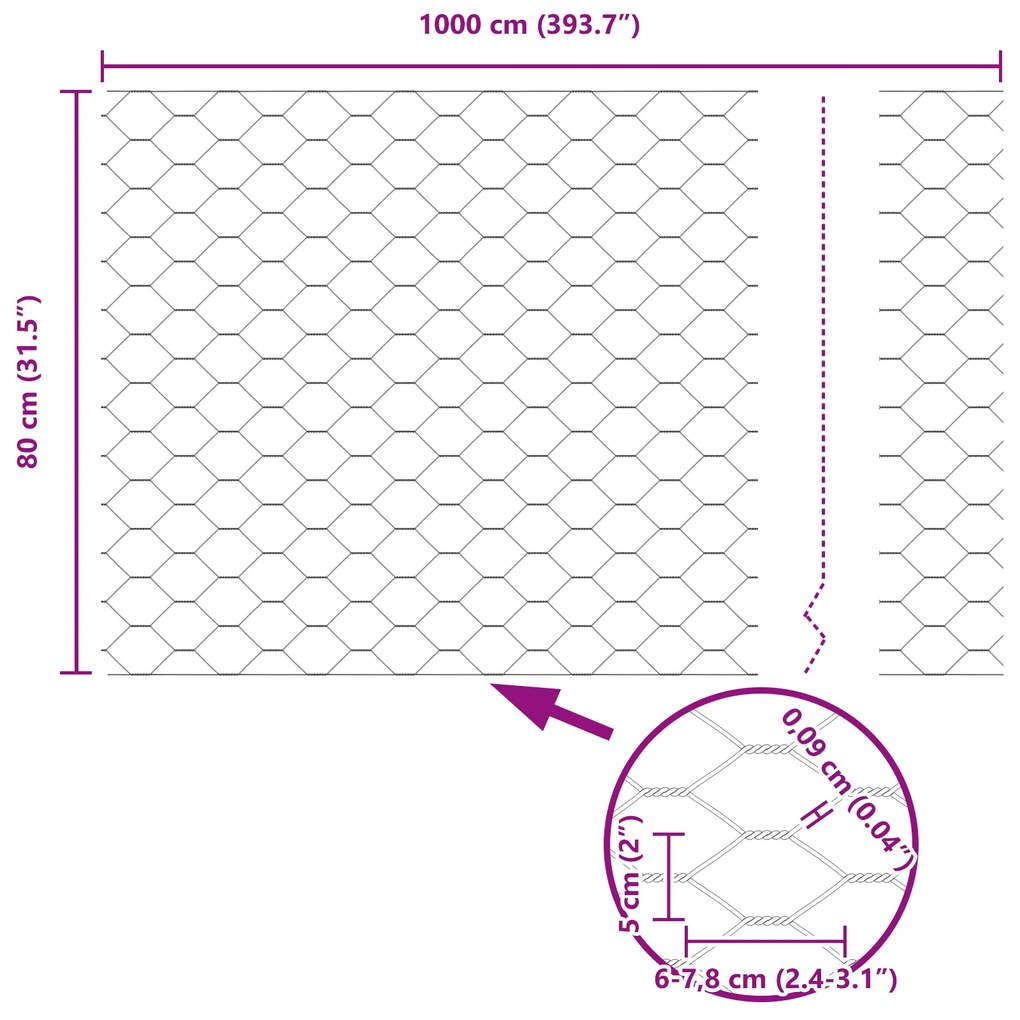 Cerca Hexagonal vidaXL Verde 0.8x10 m Aço