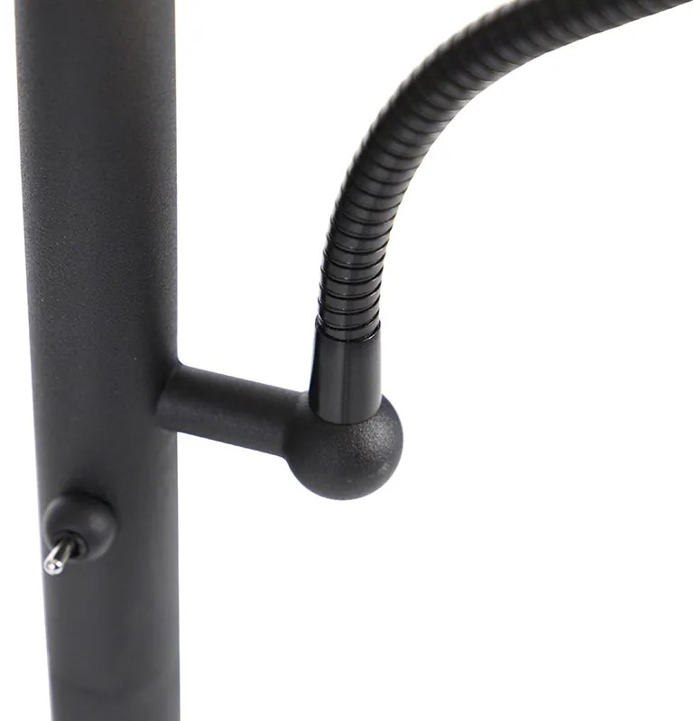 Candeeiro de pé clássico preto com dourado e luz de leitura - Retro