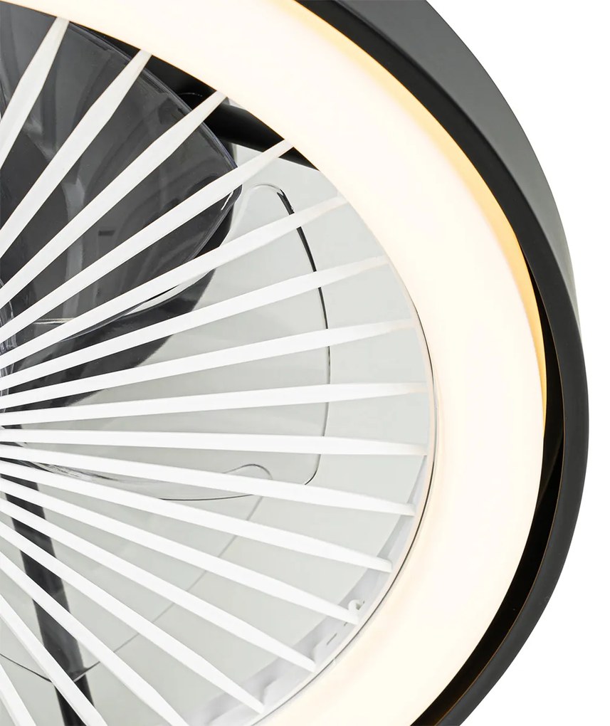 Ventilador de teto inteligente preto com LED com controle remoto - Dave Moderno