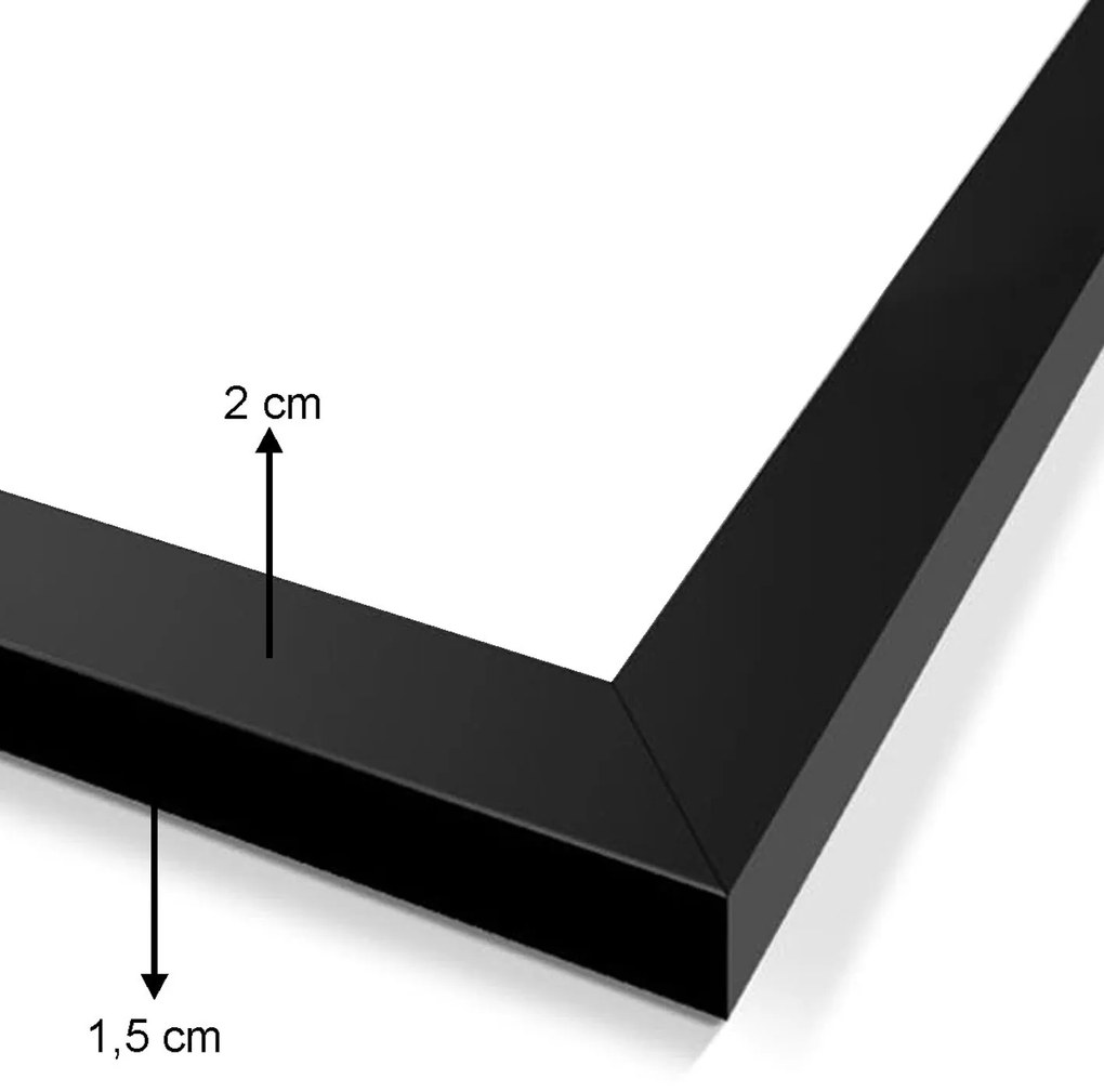 Pintura Decorativa em Moldura (2 Peças) SET_083 – Branco e Preto – 34