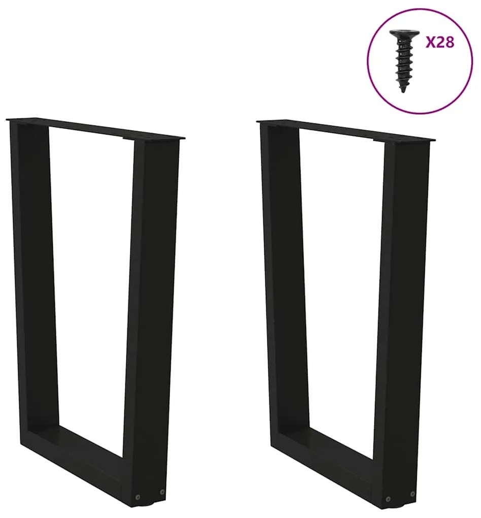 Pernas para mesa de jantar em V, 2 peças, pretas, 70x(72-73,3) cm, aço