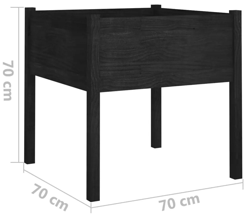 Vaso/floreira de jardim 2 pcs 70x70x70 cm pinho maciço preto