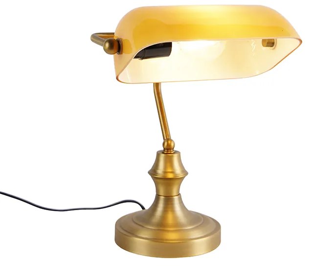 LED Candeeiro de banqueiro inteligente bronze com vidro âmbar incl. WiFi A60 - Banker