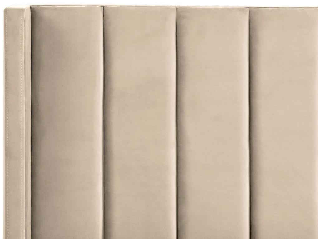 Cama de casal em veludo creme 180 x 200 cm VILLETTE Beliani