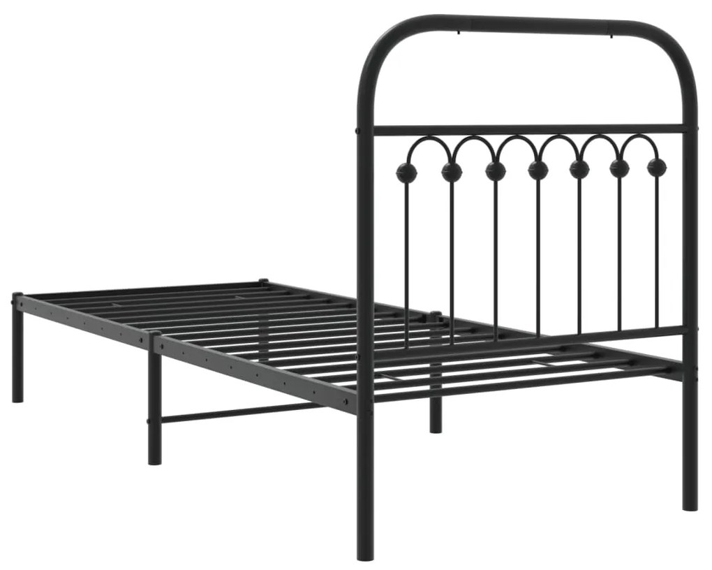 Estrutura de cama com cabeceira 80x200 cm metal preto