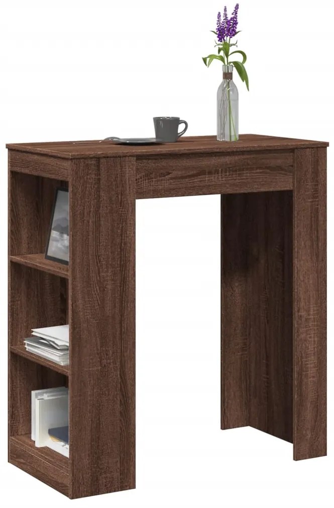 Mesa de bar c/ prateleiras derivados madeira carvalho castanho