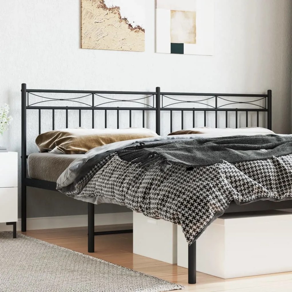 vidaXL Cabeceira de cama 180 cm metal preto