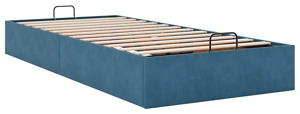 Ottoman Bed Frame No Colchão Azul Escuro 90x200 cm Veludo