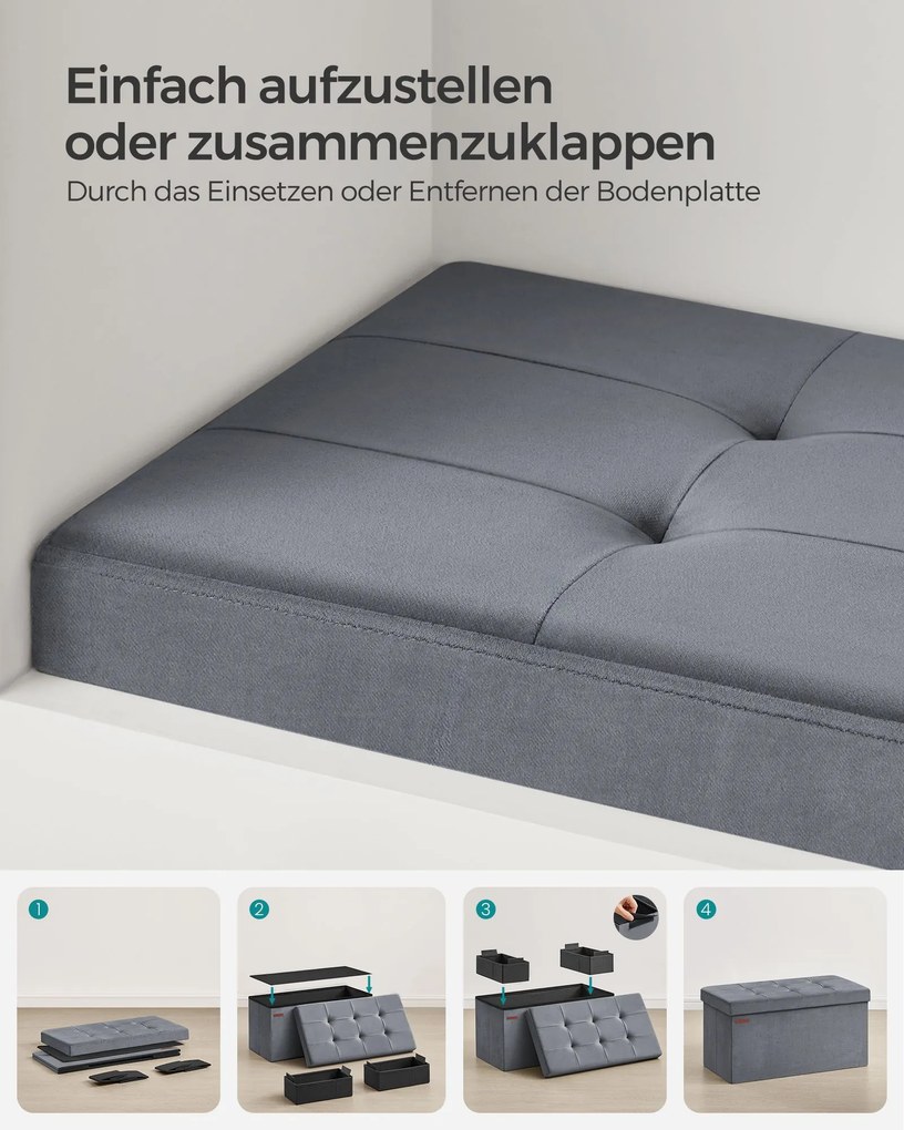Banco entrada ou quarto arrumação carregável até 300 kg 38 x 76 x 38 cm Cinzento Escuro