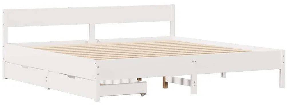 Cama sem colchão 200x200 cm madeira de pinho maciça branco