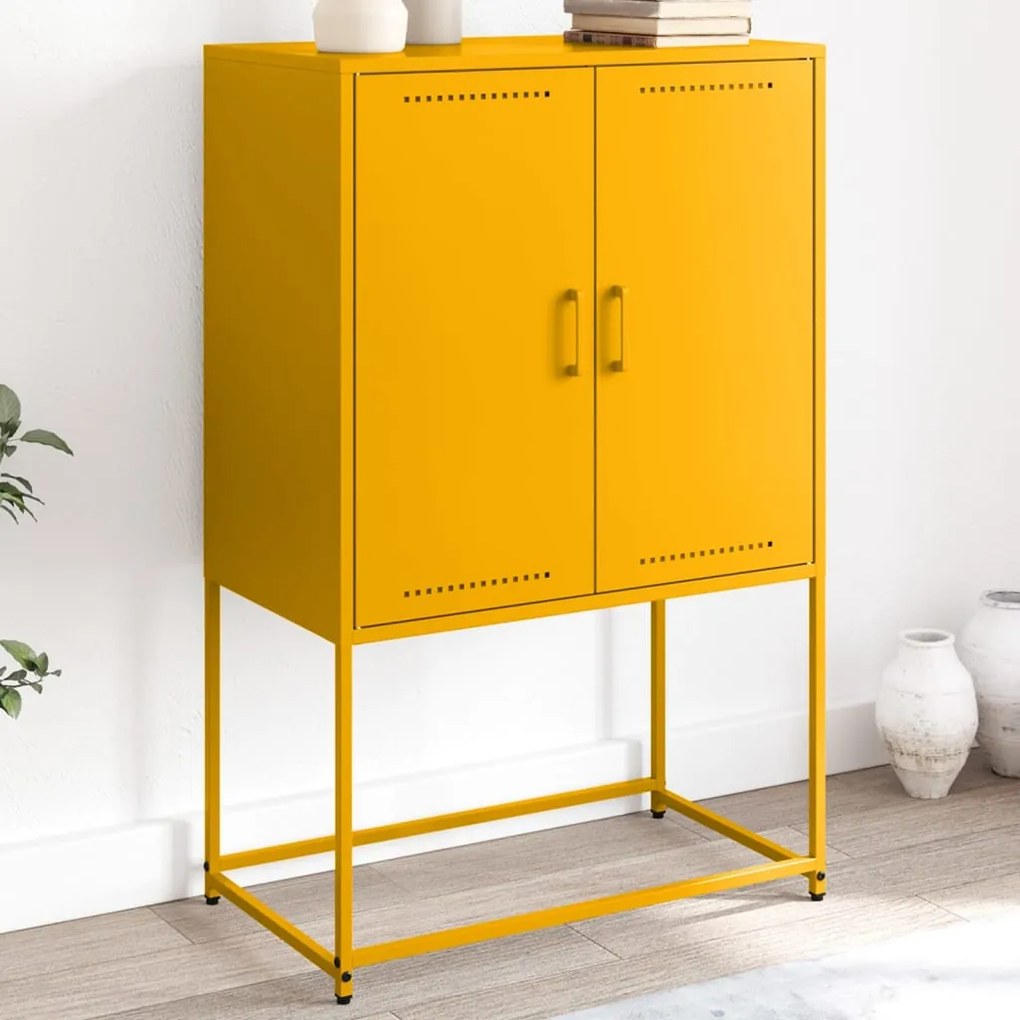 Aparador alto 68,5x38,5x107 cm aço amarelo mostarda