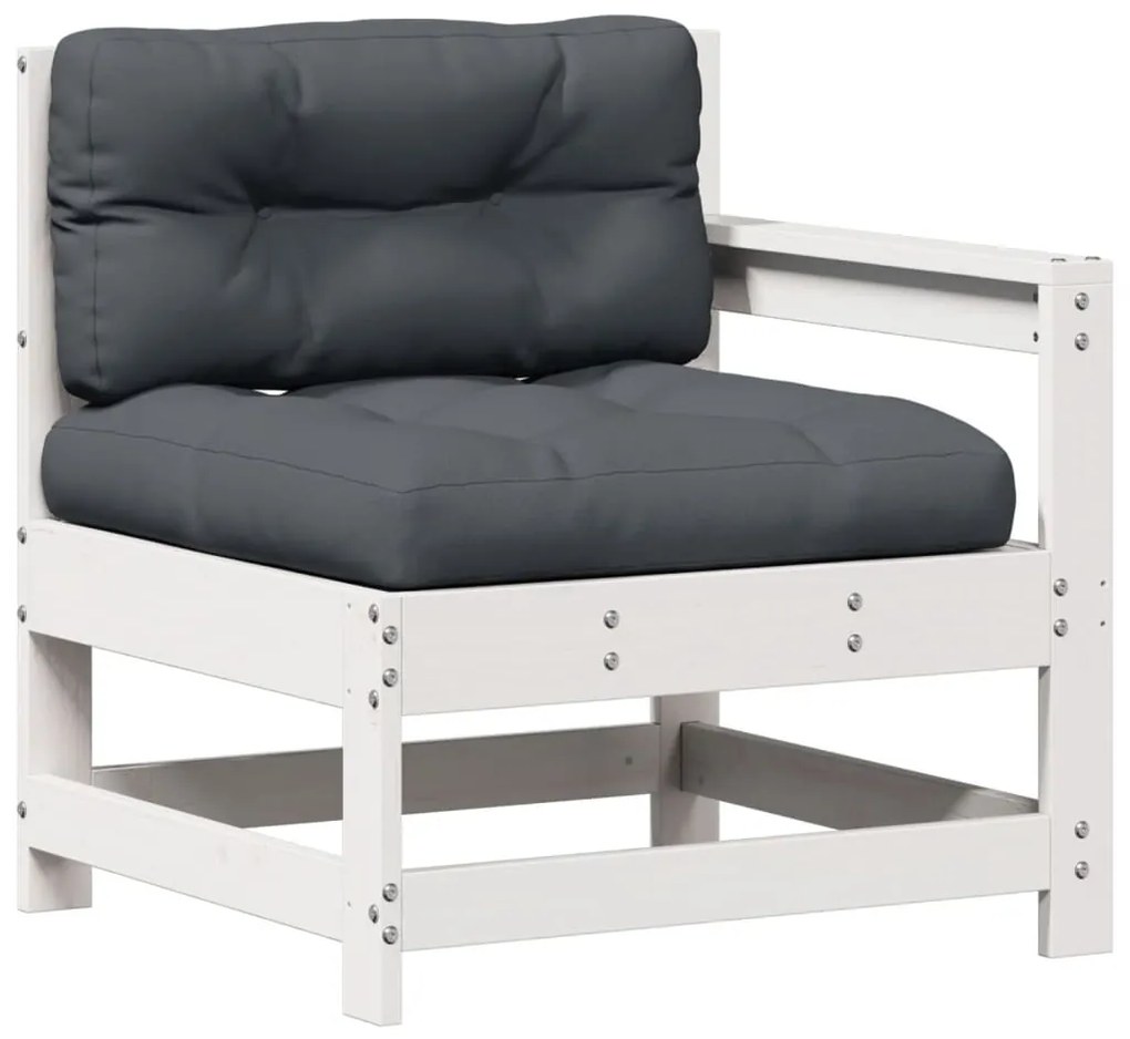 6 pcs conjunto lounge jardim c/ almofadões pinho maciço branco
